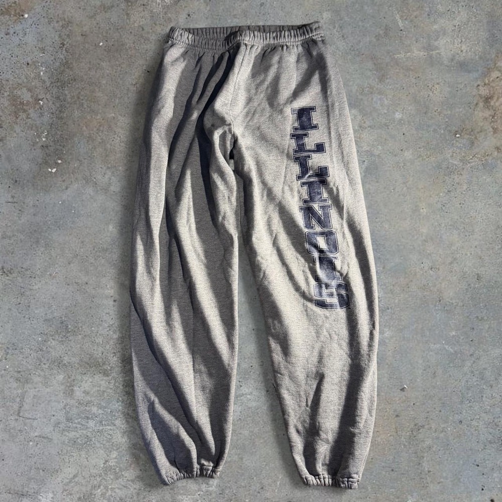 Jerzees Illinois Fighting Illini Gray Sweatpants Joggers NCAA College Size M